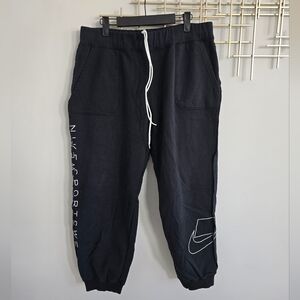 Nike Black Oversized Jogger Pants with White Logo​
